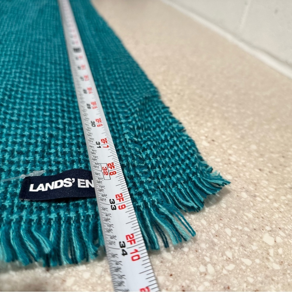 Land’s End NWT Teal Aqua Turquoise Checked Woven Scarf. Soft & Lightweight Blue - Picture 11 of 16